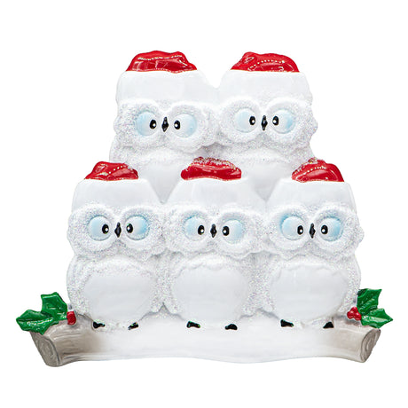 Personalized Wise Owl Family of 5 Christmas Ornament 2025