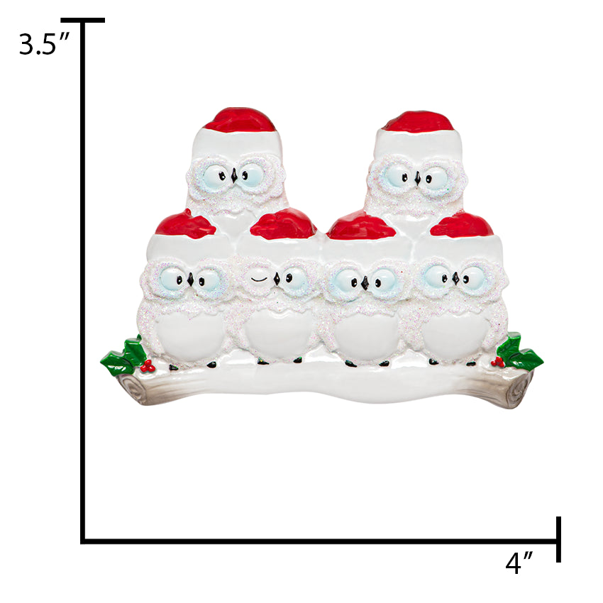 Personalized Wise Owl Family of 6 Christmas Ornament 2025