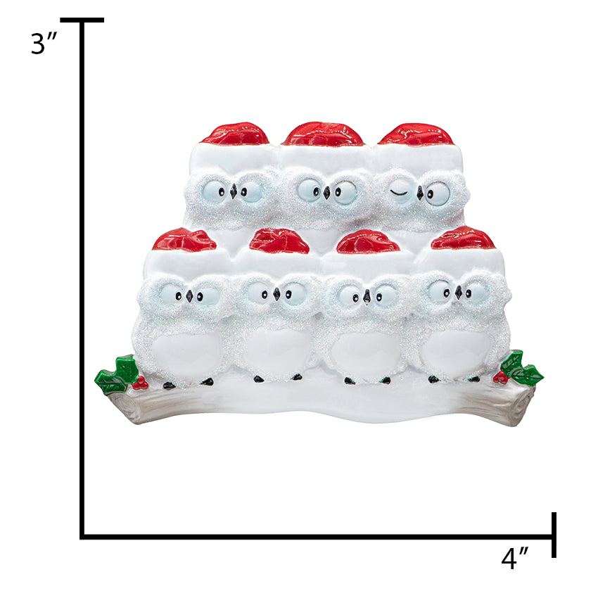 Personalized Wise Owl Family of 7 Christmas Ornament 2025