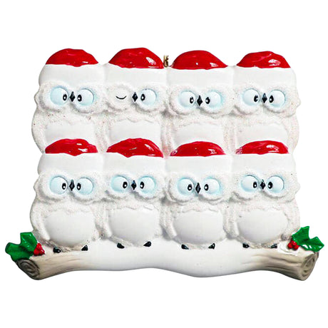 Personalized Wise Owl Family of 8 Christmas Ornament 2025