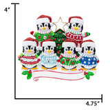 Personalized Ugly Sweater Penguin Family of 6 Christmas Ornament