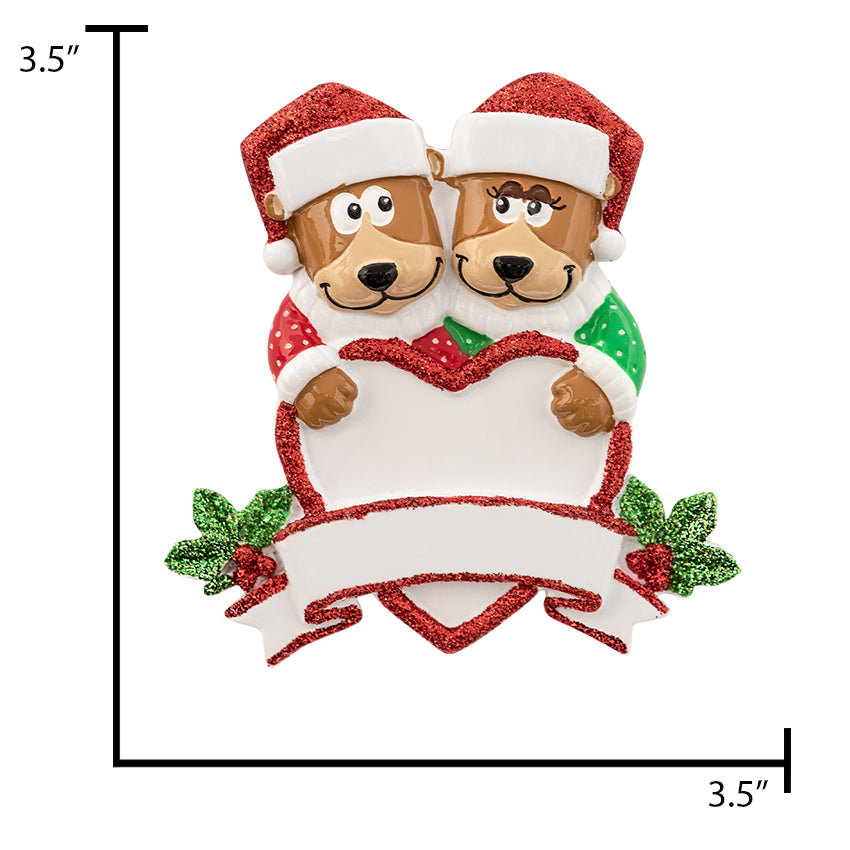 Personalized Brown Bear Couple Christmas Ornament