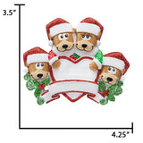 Personalized Brown Bear Family of 4 Christmas Ornament