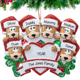Personalized Brown Bear Family of 6 Christmas Ornament