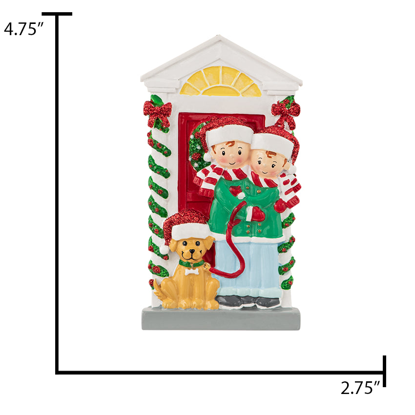 Personalized Couple with Dog Ornament for Christmas Tree
