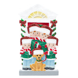 Personalized Family of 4 with Dog Ornament for Christmas Tree