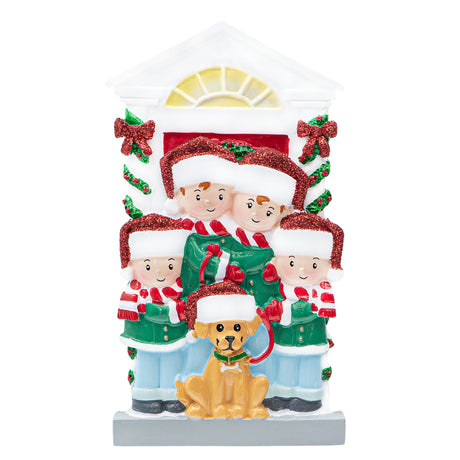 Personalized Family of 4 with Dog Ornament for Christmas Tree