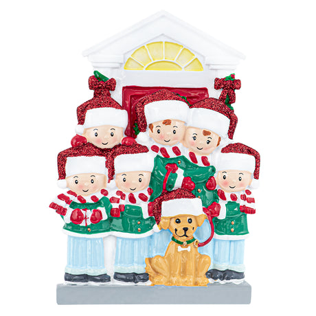 Personalized Family of 6 with Dog Ornament for Christmas Tree
