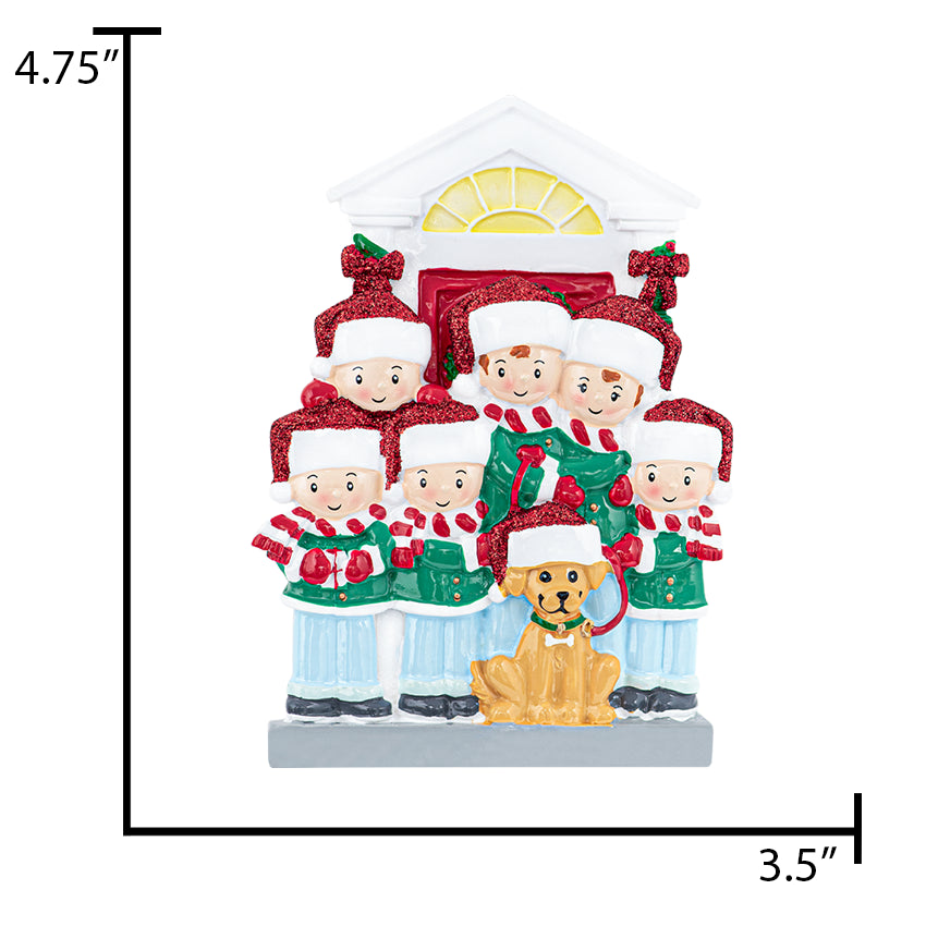 Personalized Family of 6 with Dog Ornament for Christmas Tree