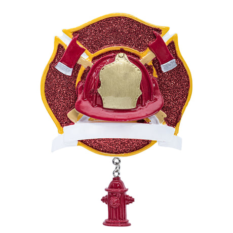 Personalized Fireman Round Christmas Ornament