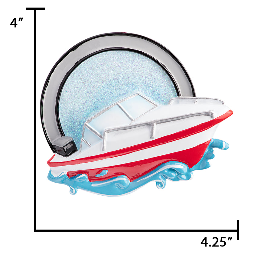 Personalized Speed Boat Christmas Ornament