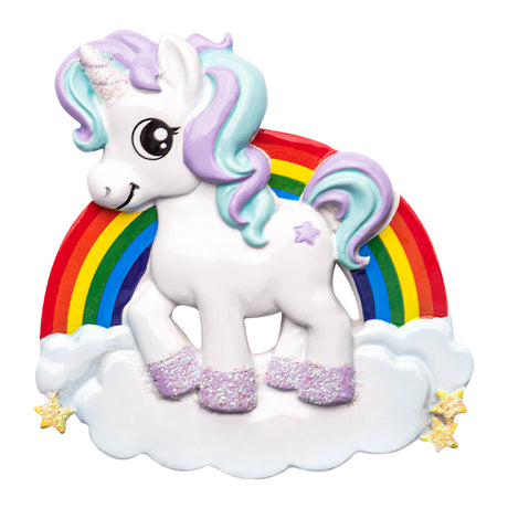 Personalized Rainbow Unicorn Christmas Ornament