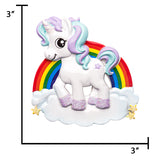 Personalized Rainbow Unicorn Christmas Ornament