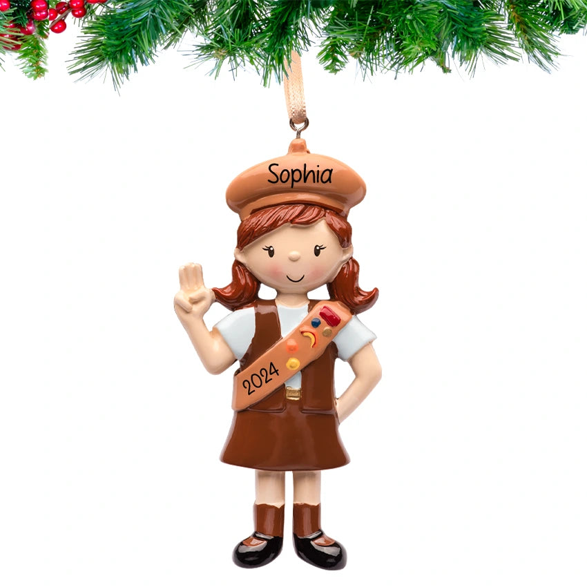 Personalized Girl Scout Christmas Ornament