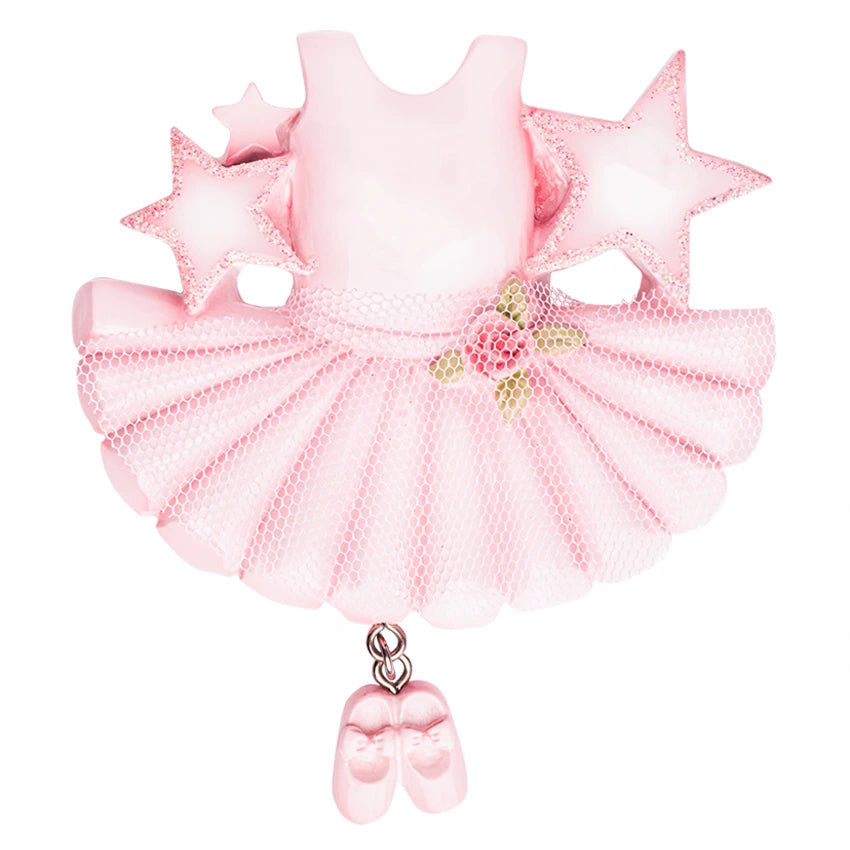 Personalized pink ballerina Christmas ornament, a delightful keepsake for young dancers.