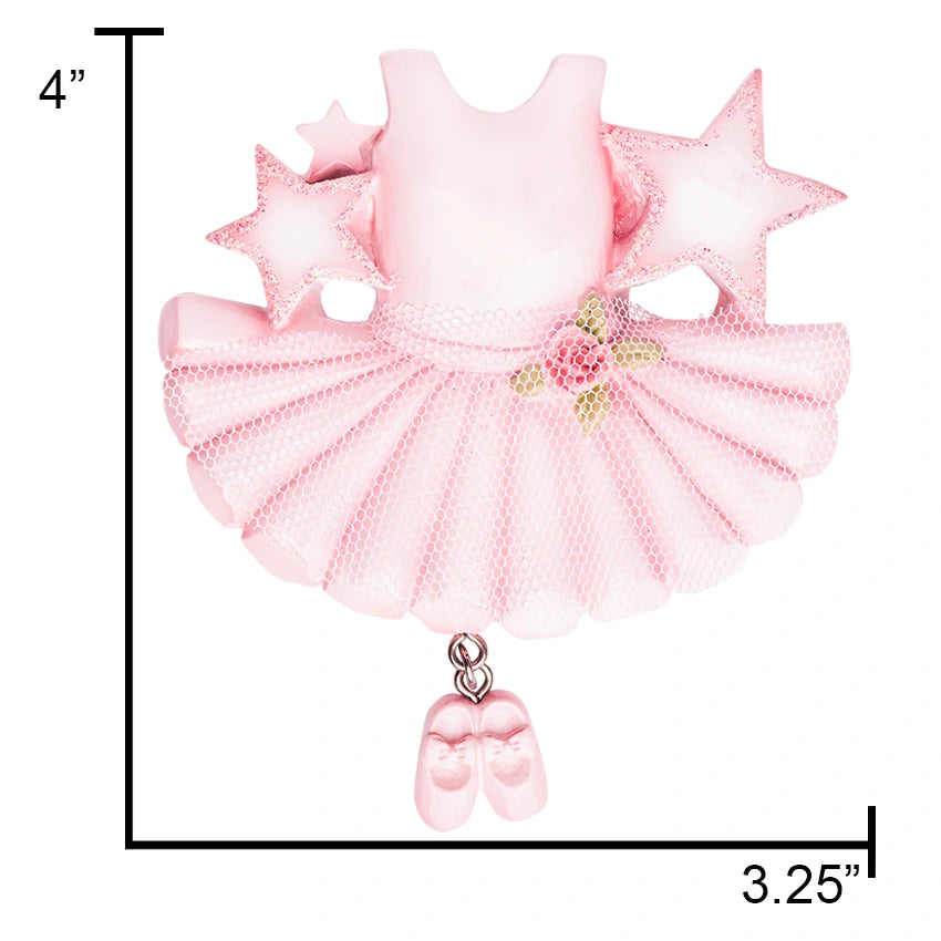 Personalized ballet Christmas ornament featuring a pink ballerina, a keepsake for dance enthusiasts.