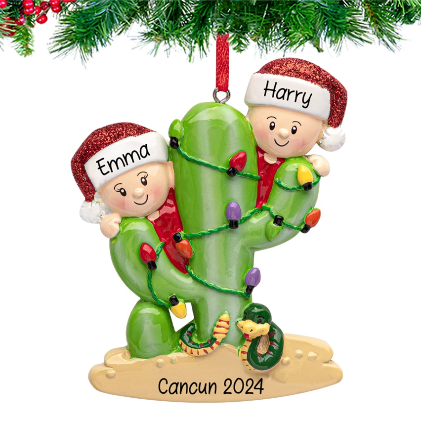 Custom Cactus Couple Christmas Ornament