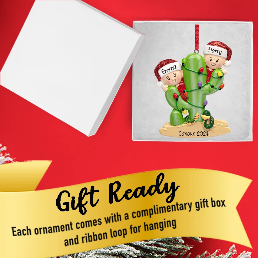 Custom Cactus Couple Christmas Ornament