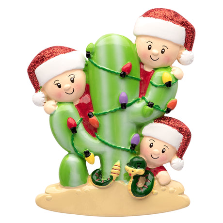 Custom Cactus Family of 3 Christmas Ornament