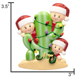 Custom Cactus Family of 3 Christmas Ornament