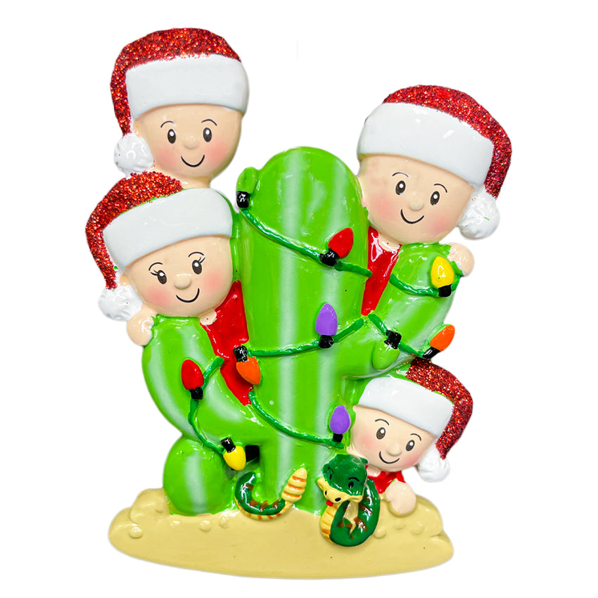 Personalized Cactus Family of 4 Christmas Ornament