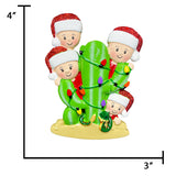 Personalized Cactus Family of 4 Christmas Ornament