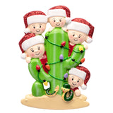 Personalized Cactus Family of 5 Christmas Ornament