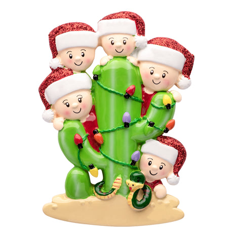 Personalized Cactus Family of 5 Christmas Ornament