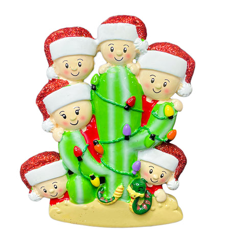 Personalized Cactus Family of 6 Christmas Ornament