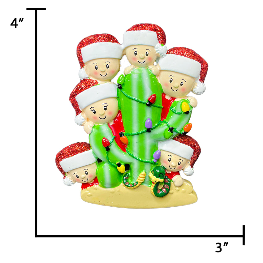 Personalized Cactus Family of 6 Christmas Ornament