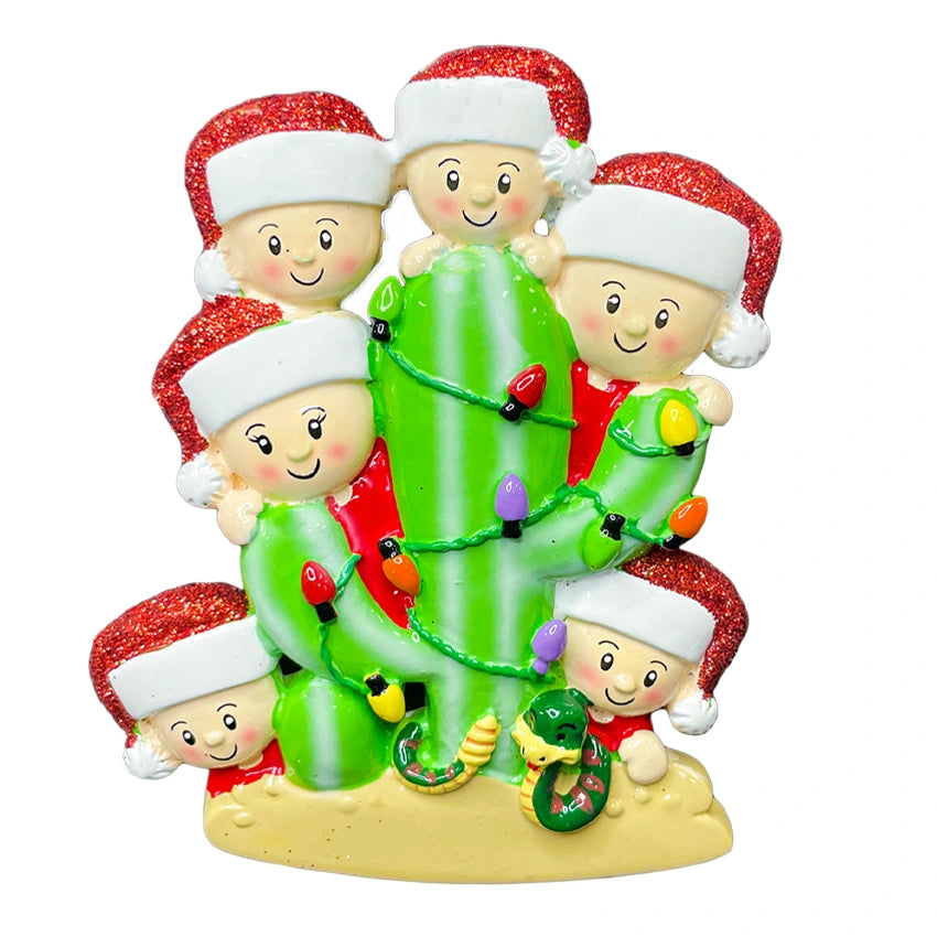 Custom Cactus Family of 6 Christmas Ornament