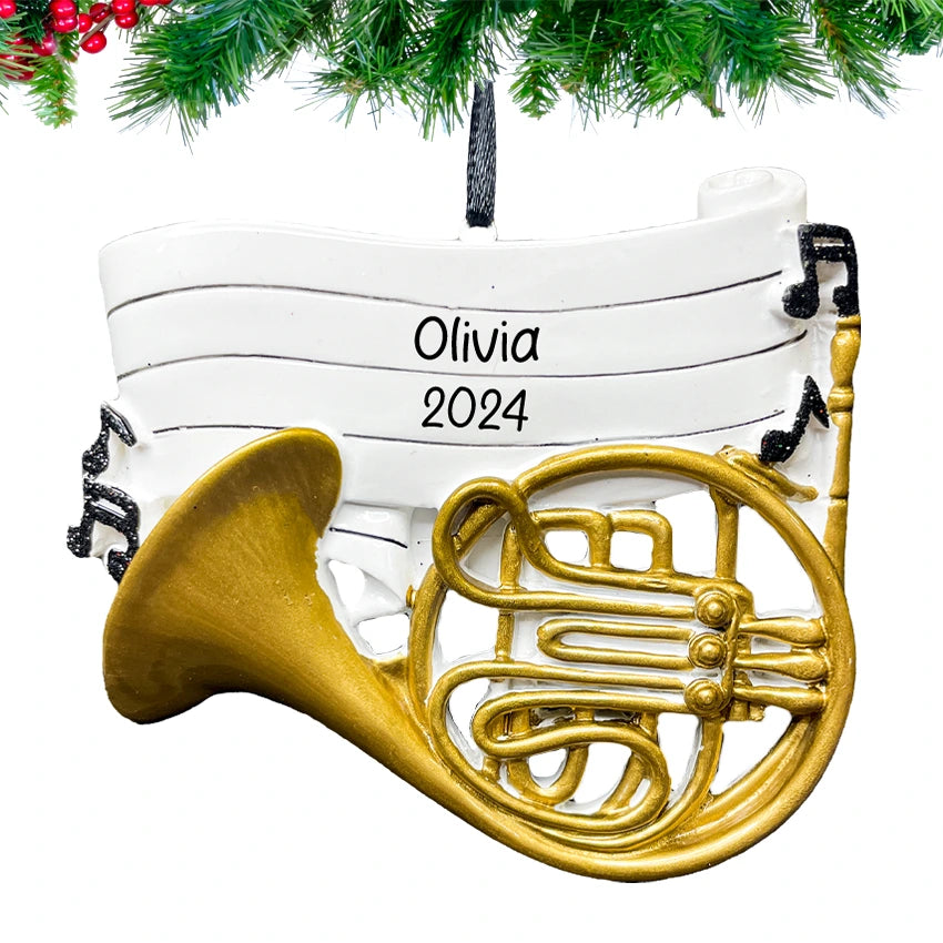 Personalized French Horn Christmas Ornament - Musical Brass Instrument Gift