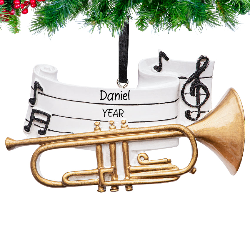 Personalized Trumpet Christmas Ornament - Musical Brass Instrument Gift