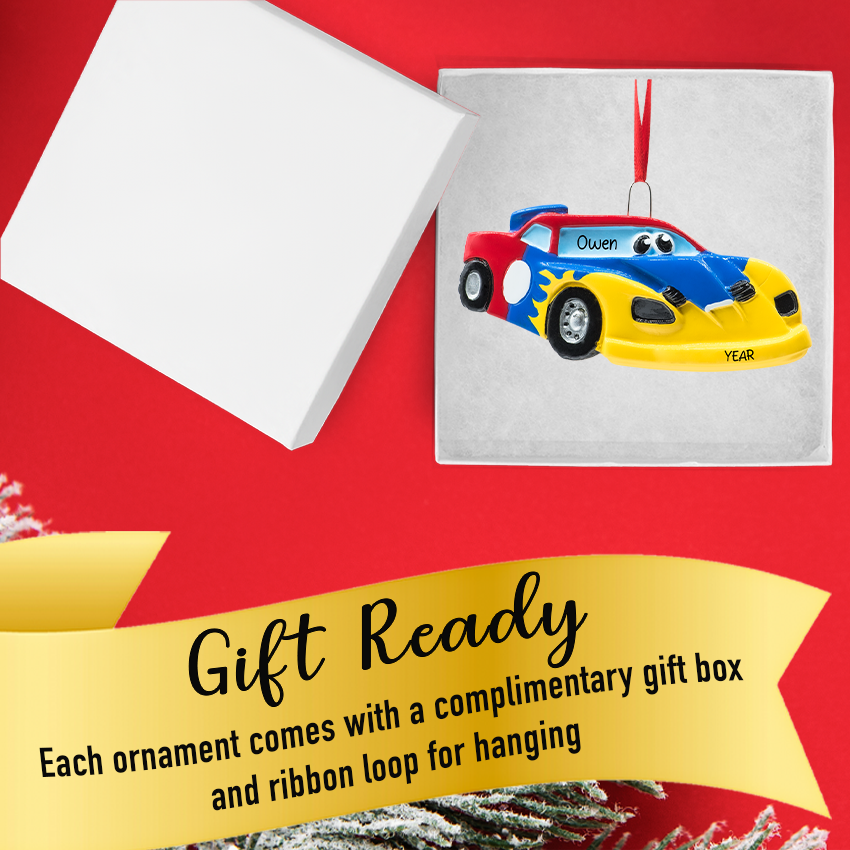 Personalized Race Car Christmas Ornament