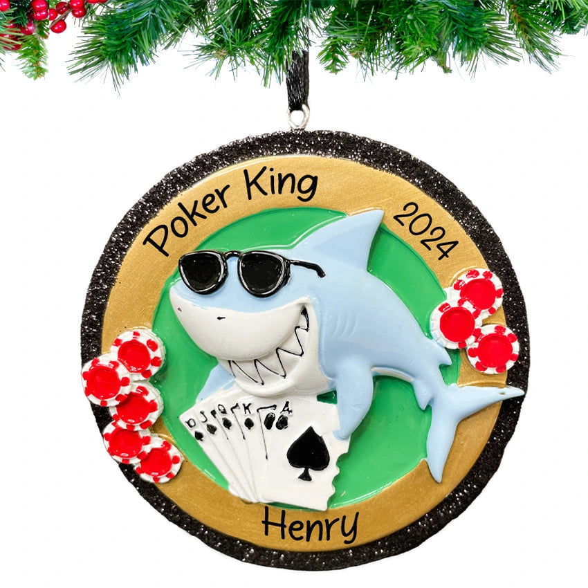 Personalized Poker Shark Christmas Ornament