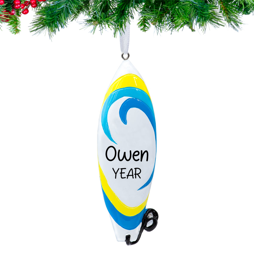 Custom Surfboard Christmas Ornament