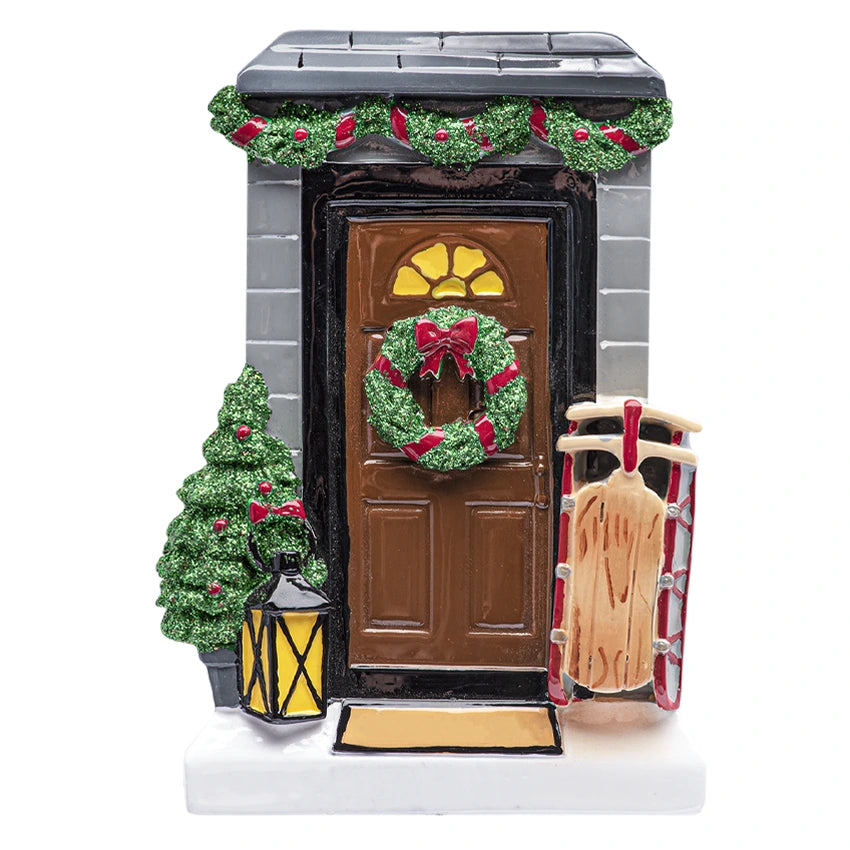 Personalized New Home / Brown Door Christmas Ornament