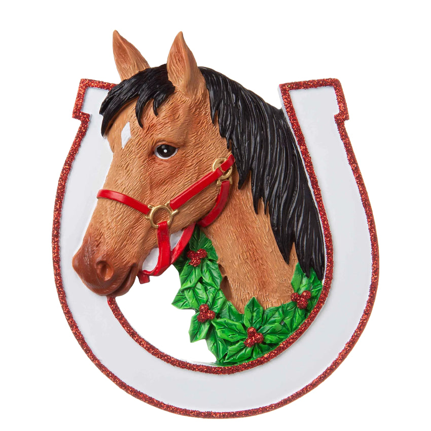 Personalized Brown Horse Christmas Ornament