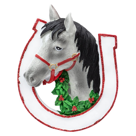 Personalized Grey Horse Christmas Ornament