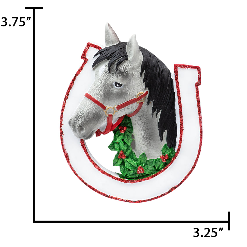 Personalized Grey Horse Christmas Ornament