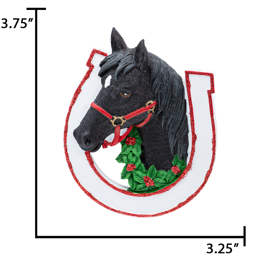 Personalized Black Horse Christmas Ornament