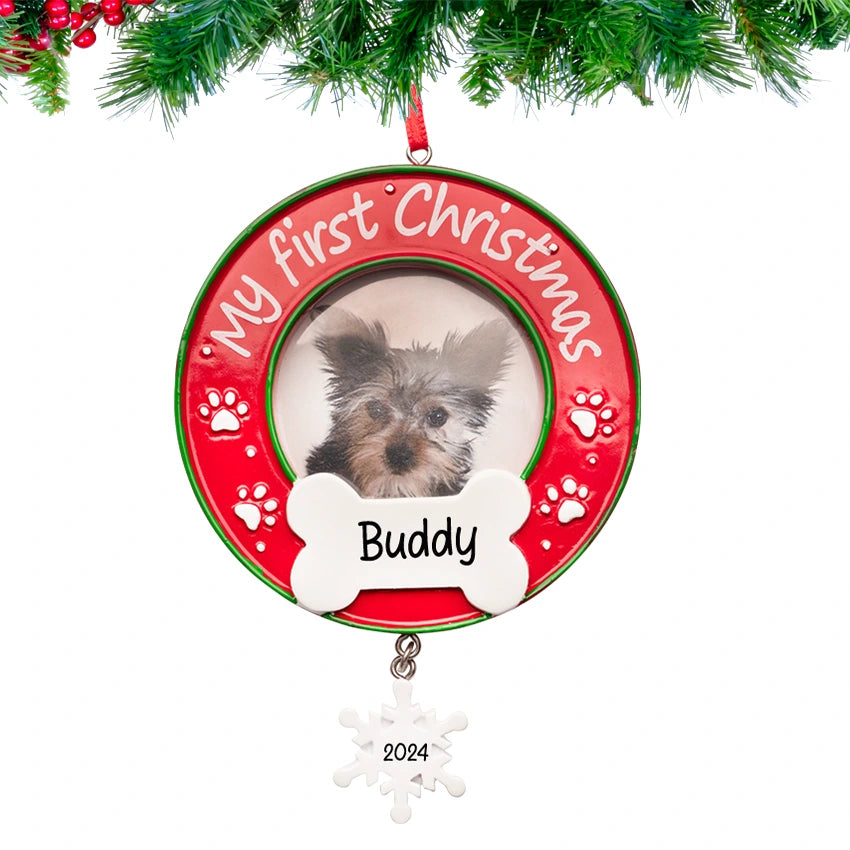 Customized Dog Picture Frame Christmas Ornament