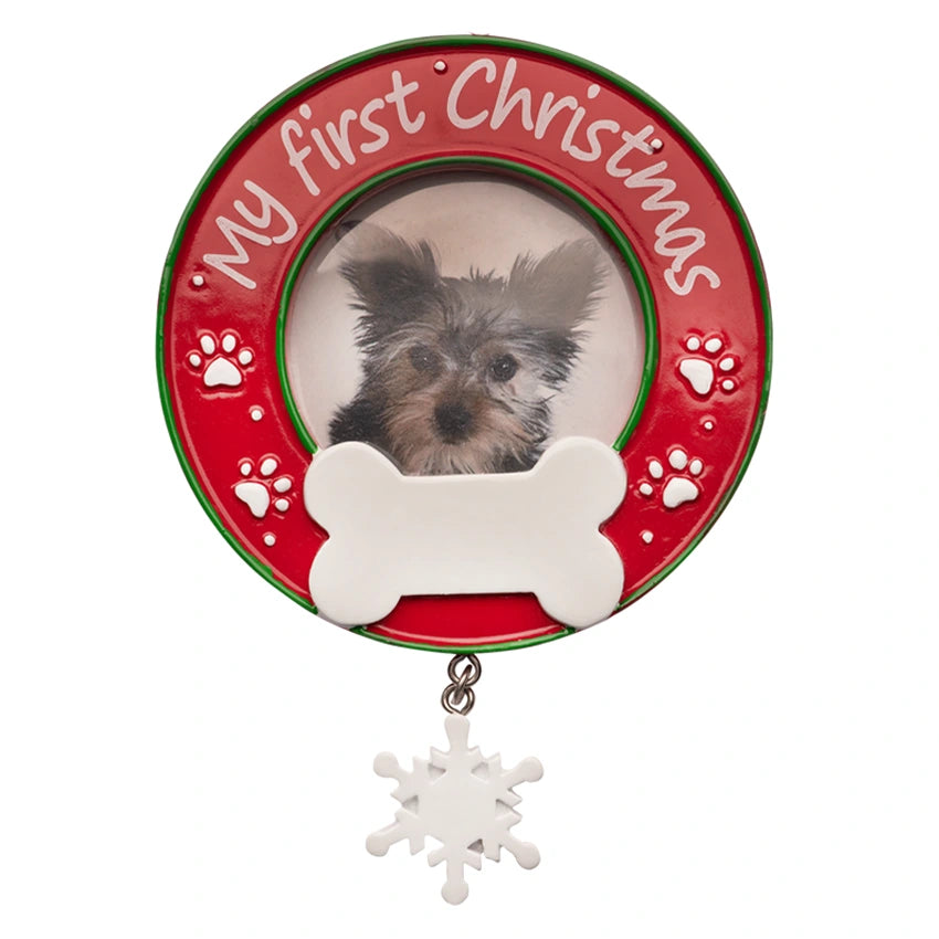 Customized Dog Picture Frame Christmas Ornament