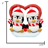 Custom Our First Christmas Together Ornament - Penguin Couple with Heart