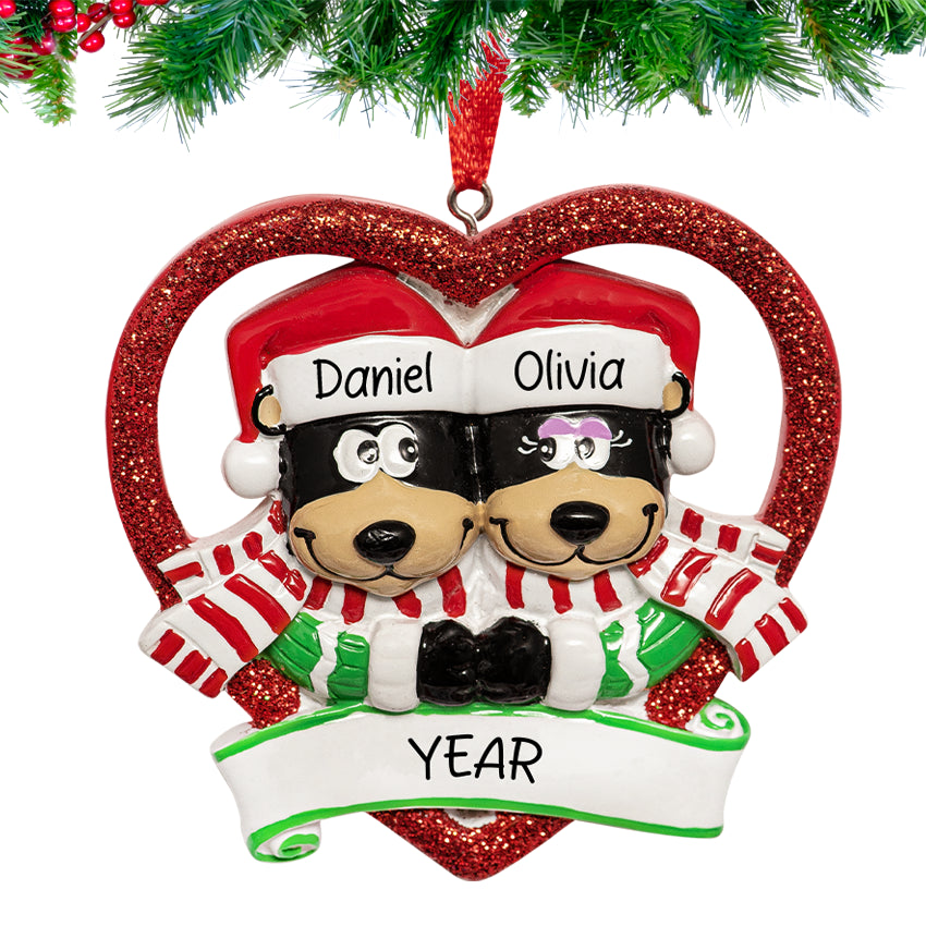 Personalized Bear Couple Our First Christmas Ornament 2025