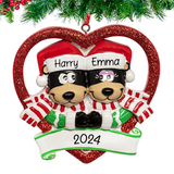Custom Our First Christmas Together Ornament - Romantic Black Bear Couple