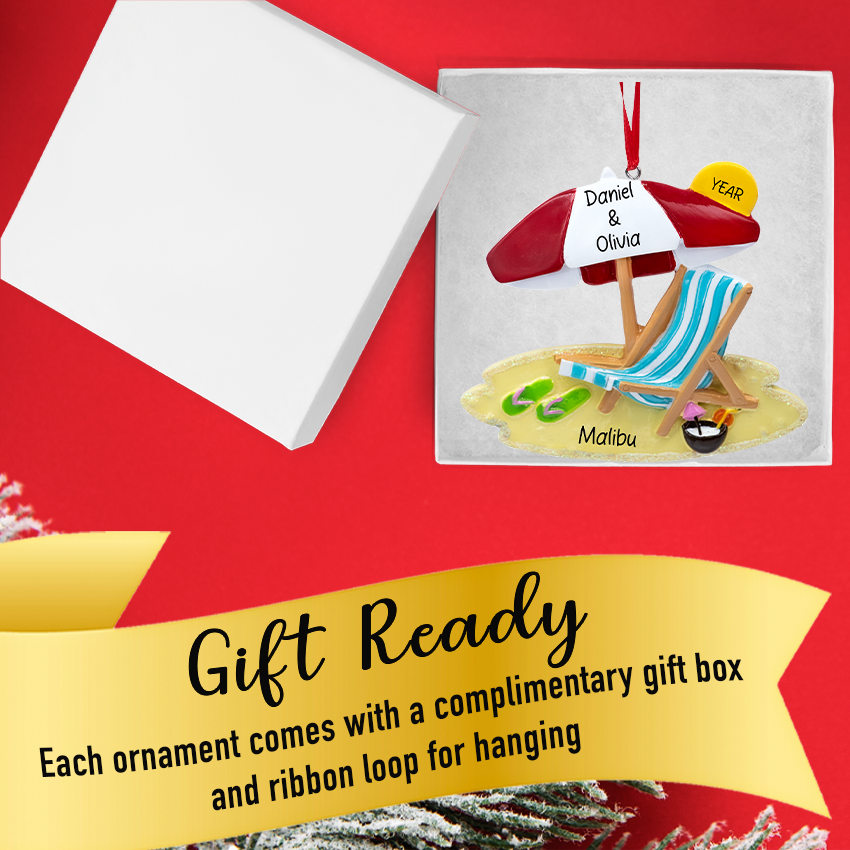 Personalized Beach Sunbathing Christmas Ornament