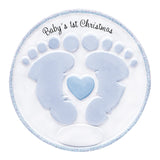 Personalized Baby's First Christmas Ornament Boy - Footprint with Birth Stats & Name