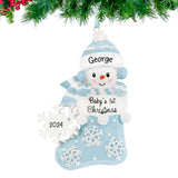 Personalized My Baby's First Christmas Ornament Boy - Stocking Snowbaby Ornament