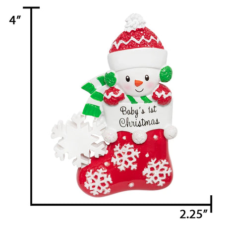 Baby's first Christmas ornaments featuring adorable designs, perfect for commemorating a special milestone in holiday celebrations.